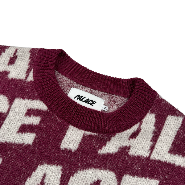 Palace Wine Monogram Alpaca Wool Blend Knit Jumper - XL