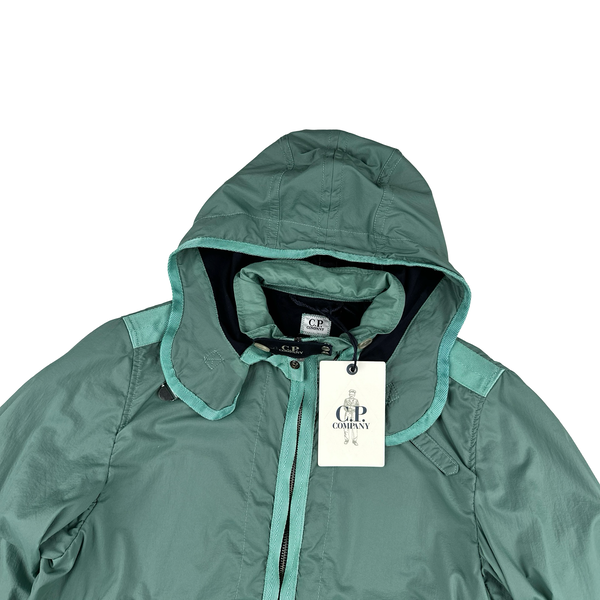 CP Company Turquoise Removable Hood Neck Tag Jacket - Large