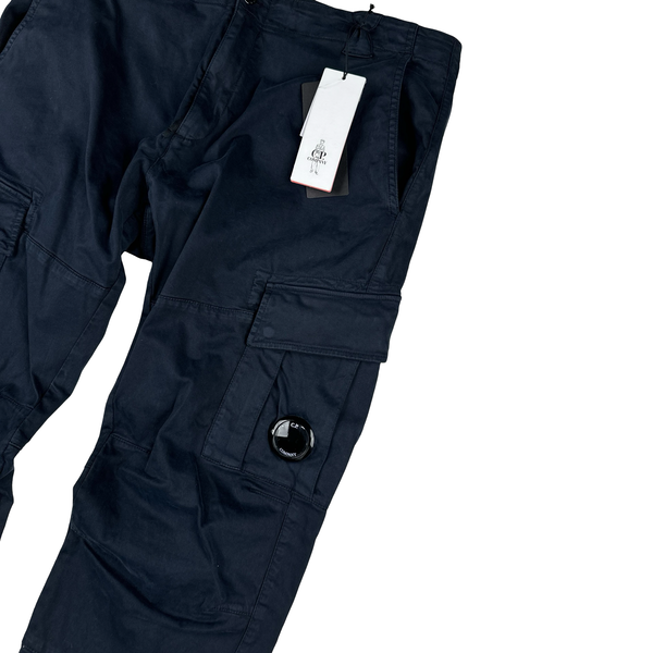 CP Company Navy Stretch Satin Cargo Trousers - XL
