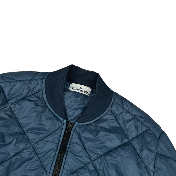 Stone Island 2018 Petrol Blue Garment Dyed Quilted Micro Yarn Jacket - Large