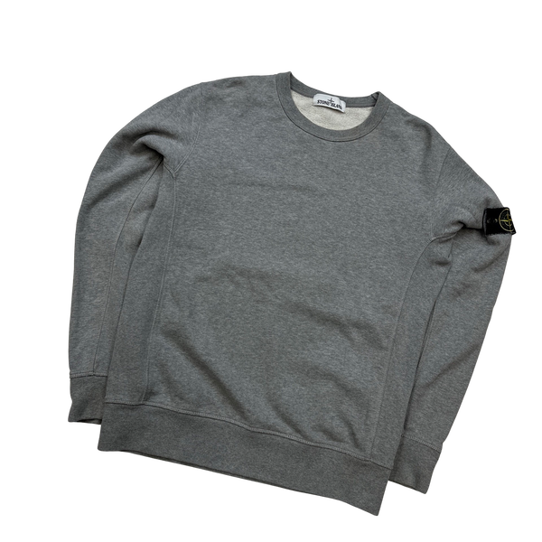 Stone Island Light Grey Cotton Crewneck Sweatshirt - Large