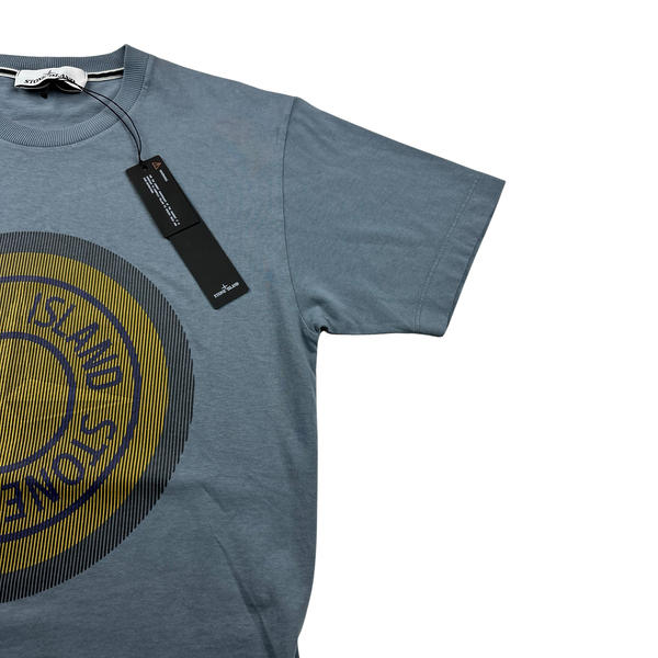 Stone Island Blue 3D Rubber Logo T Shirt - Small