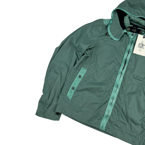 CP Company Turquoise Removable Hood Neck Tag Jacket - Large
