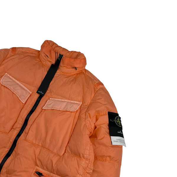 Stone Island 2022 Orange Crinkle R-NY Down Puffer Jacket - Medium