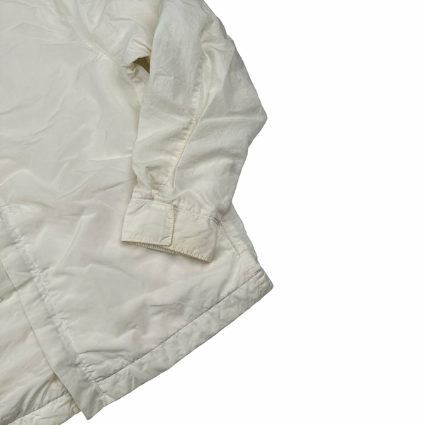 CP Company 2001 Vintage White Nylon Badge Zipped Hooded Jacket - Small