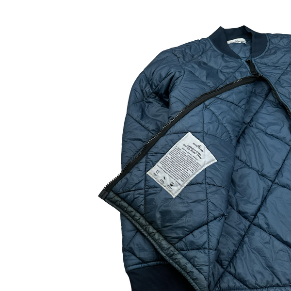 Stone Island 2018 Petrol Blue Garment Dyed Quilted Micro Yarn Jacket - Large