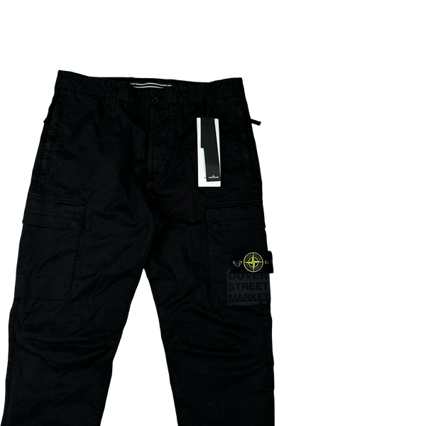 Stone Island X Dover Street Market 2023 Black Printed RE-T Cargo Trousers - 32"