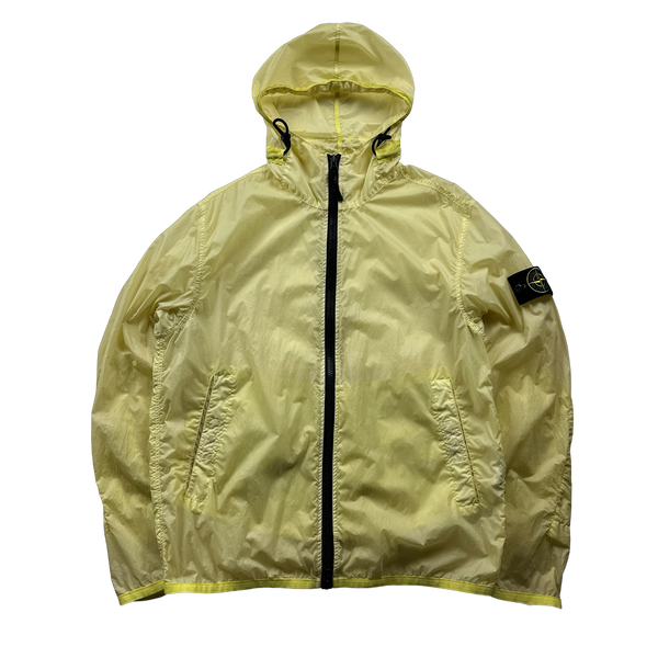 Stone Island Yellow Lamy Velour Hooded Jacket - Medium