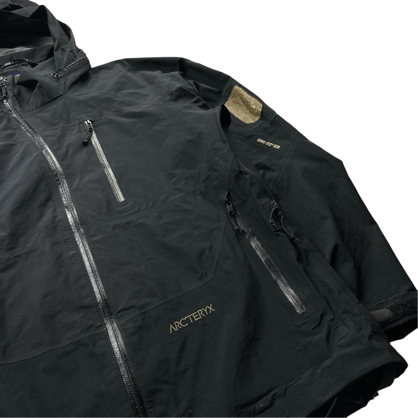 Arcteryx Black Goretex Asymmetric Windbreaker Jacket - Large