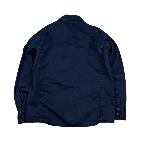 Stone Island 2017 Blue Garment Dyed Cotton Overshirt - Medium