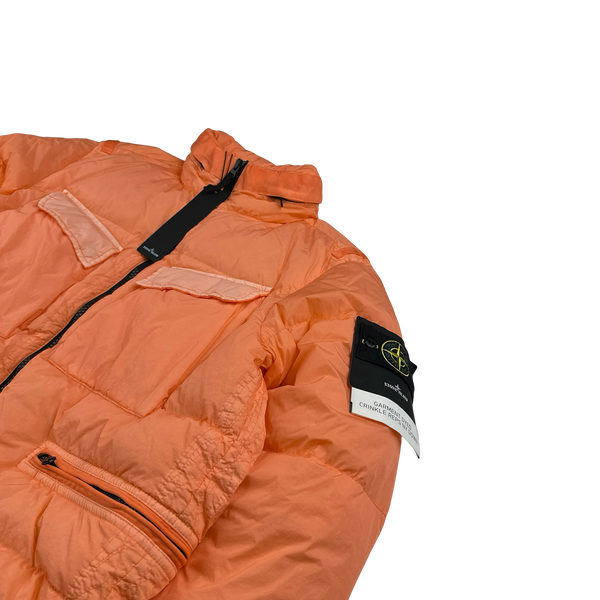 Stone Island 2022 Orange Crinkle R-NY Down Puffer Jacket - Medium