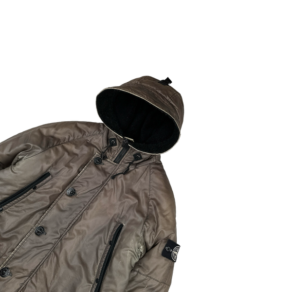 Stone Island 2012 Brown Thermo Reflective Hooded Parka Jacket - Small