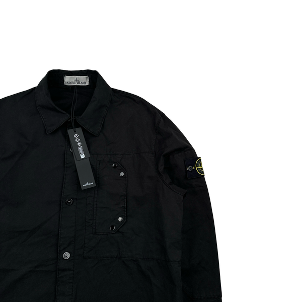 Stone Island 2024 Black Cotton Twill Overshirt - Small