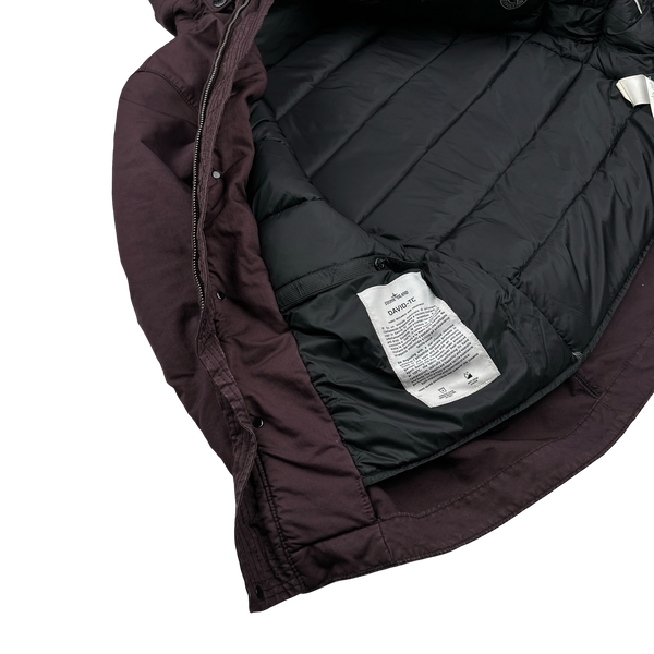 Stone Island 2015 Burgundy David TC Shearling Hood Down Lined Winter Jacket - Small