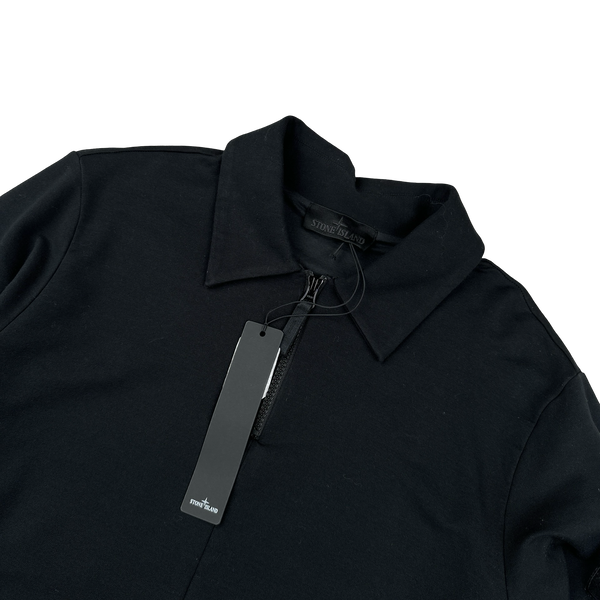 Stone Island 2022 Black Half Zip Black Ghost Piece Sweatshirt - Small