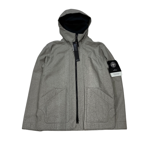 Stone Island 2022 Beige Needle Punched Reflective Balaclava Jacket