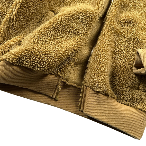 Stussy Teddy Fleece Zipped Hooded Spellout Jumper - Medium