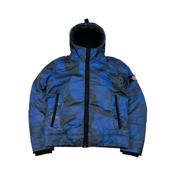 Stone Island 2012 Blue Fleece Lined 30th Anni Camo Reflective Jacket - Large