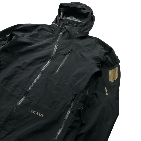 Arcteryx Black Goretex Asymmetric Windbreaker Jacket - Large