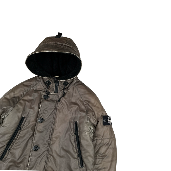 Stone Island 2012 Brown Thermo Reflective Hooded Parka Jacket - Small