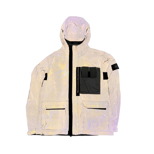 Stone Island 2017 Grey Garment Dyed Plated Reflective Mussola Jacket Large