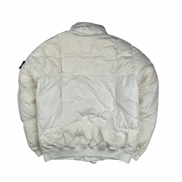 Stone Island White Garment Dyed Crinkle Reps Puffer Jacket Medium
