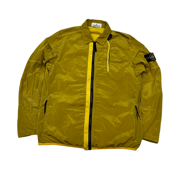 Stone Island Yellow Shimmer Nylon Metal Overshirt - Large