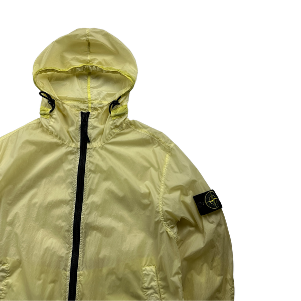 Stone Island Yellow Lamy Velour Hooded Jacket - Medium