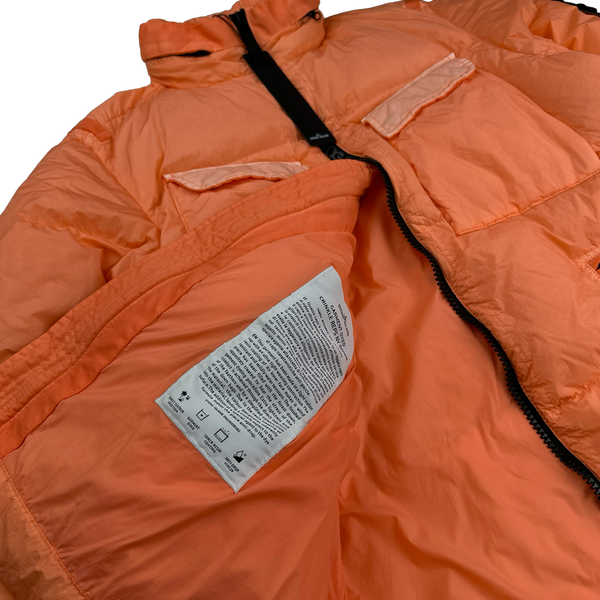 Stone Island 2022 Orange Crinkle R-NY Down Puffer Jacket - Medium