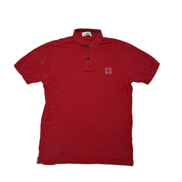 Stone Island Red Cotton Regular Fit Polo Top