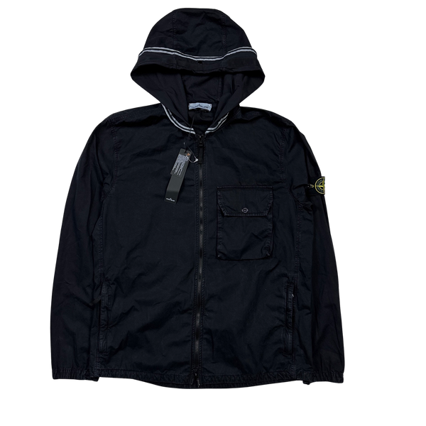 Stone Island 2021 Black Brushed Cotton Hooded Jacket