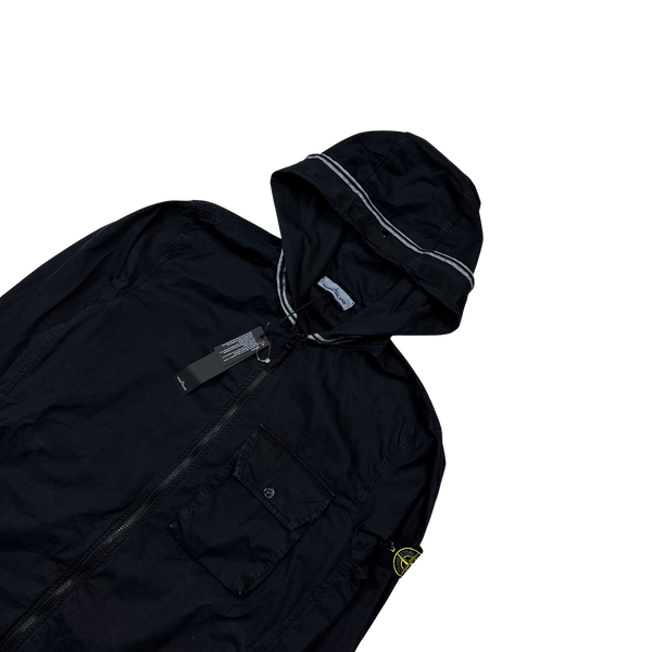 Stone Island 2021 Black Brushed Cotton Hooded Jacket