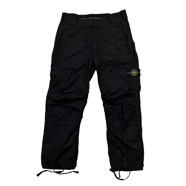 Stone Island Black Baggy Cargo Trousers - 34