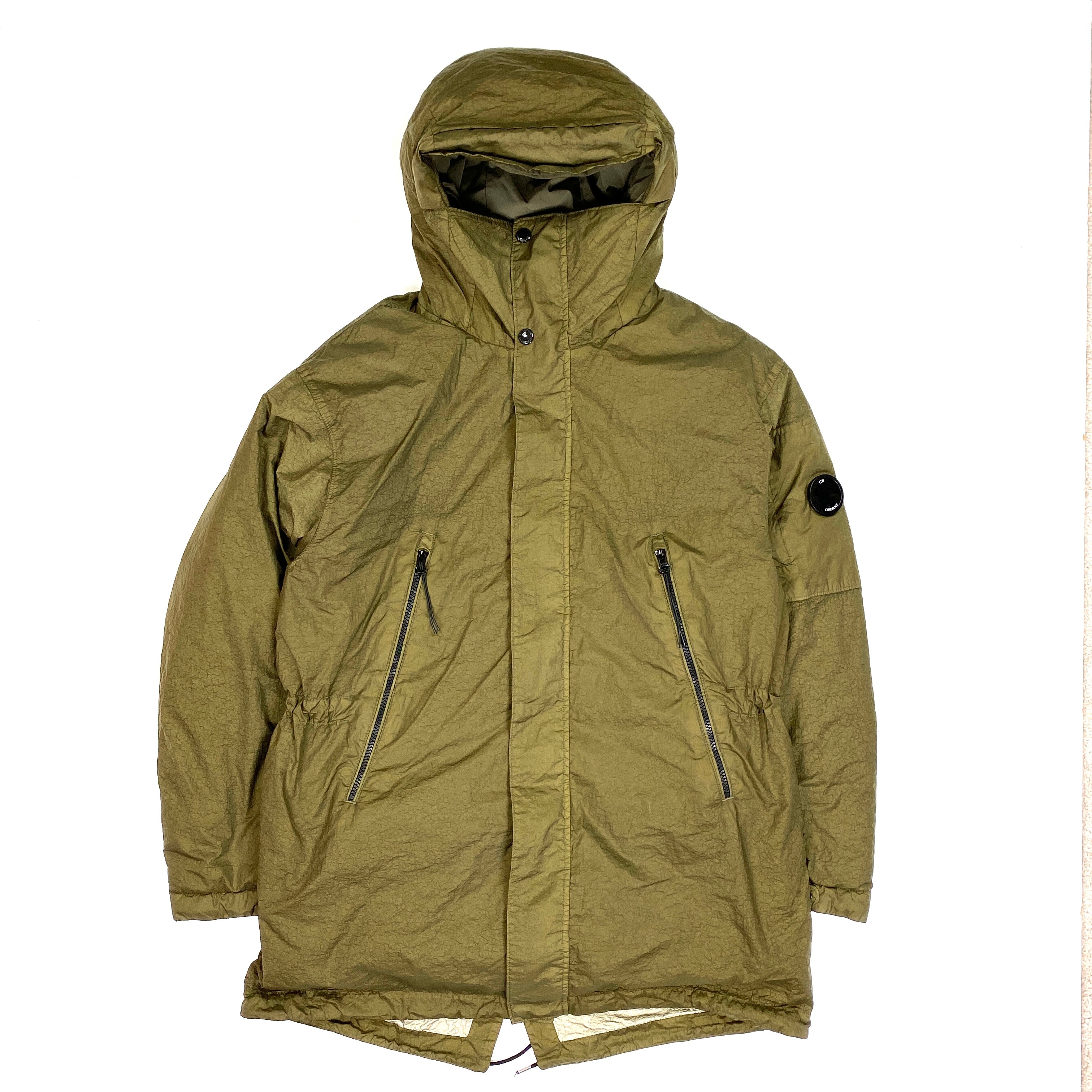 CP Company Khaki Green Down Filled Nyfoil Fishtail Parka Mat s Island