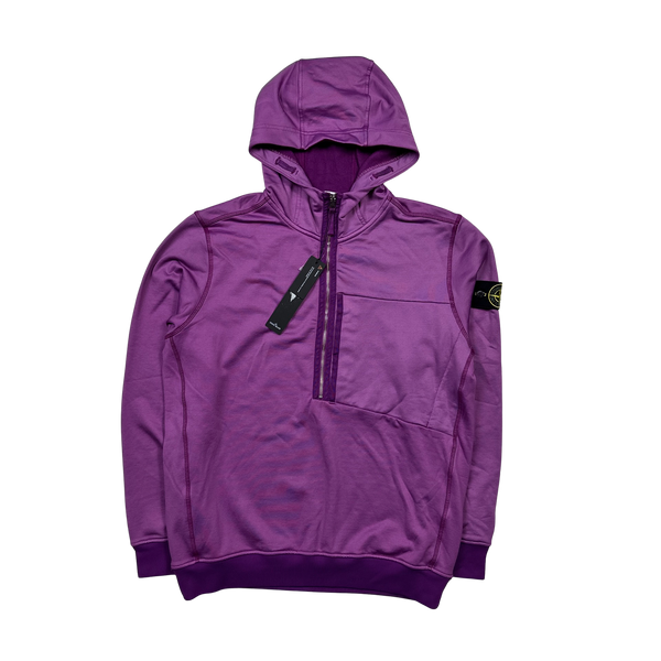 Stone Island Purple 2021 Half Zip Hooded Sweatshirt