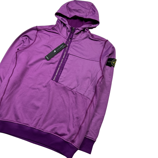 Stone Island Purple 2021 Half Zip Hooded Sweatshirt