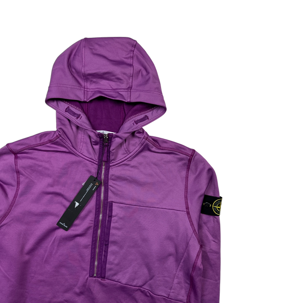 Stone Island Purple 2021 Half Zip Hooded Sweatshirt