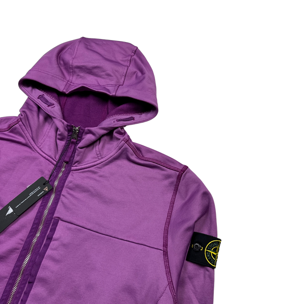 Stone Island Purple 2021 Half Zip Hooded Sweatshirt