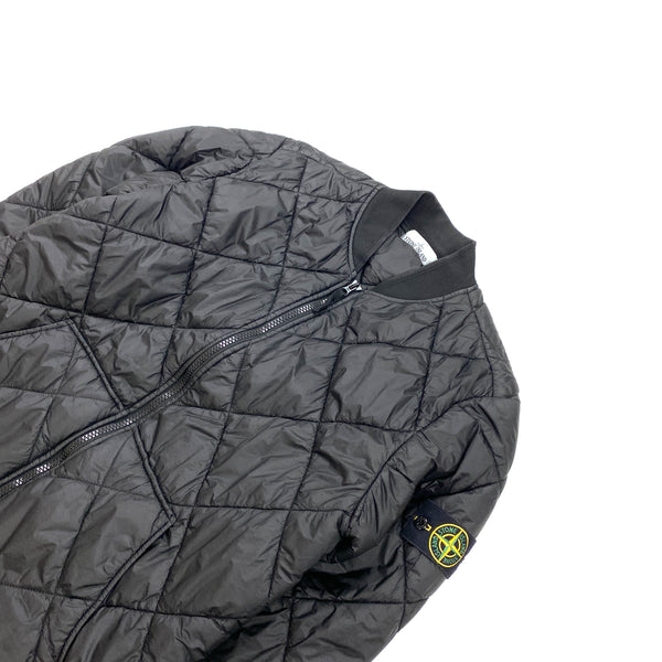 Stone Island Black Garment Dyed Micro Yarn Quilted Jacket