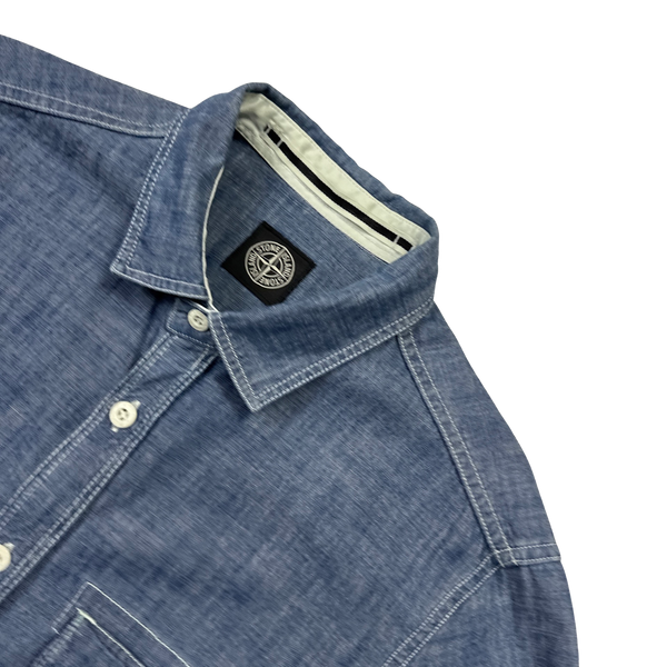 Stone island clearance chambray denim shirt