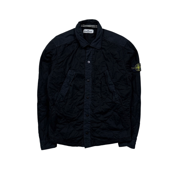 Stone Island Thick Cotton Navy Quilted Overshirt Large Mat s Island