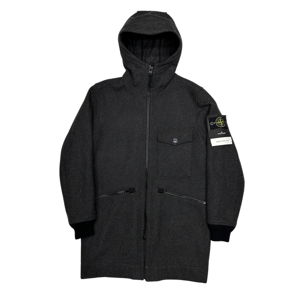 Stone Island Dark Grey Panno Speciale Long Wool Jacket