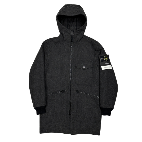 Stone Island Dark Grey Panno Speciale Long Wool Jacket