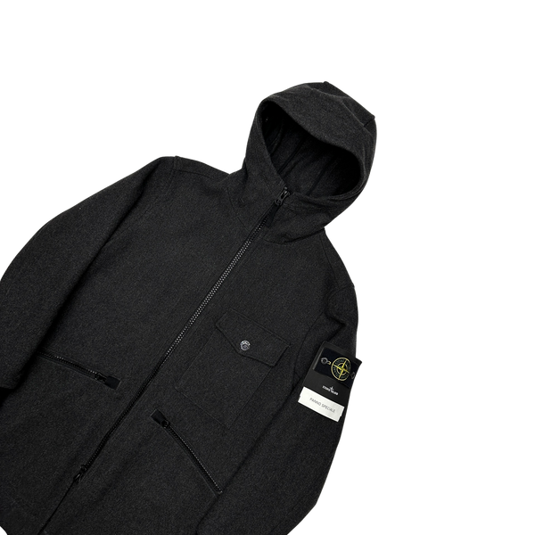 Stone Island Dark Grey Panno Speciale Long Wool Jacket