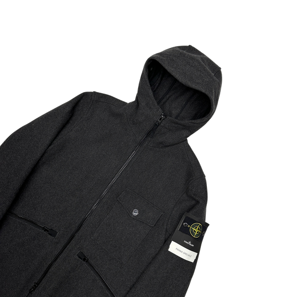 Stone Island Dark Grey Panno Speciale Long Wool Jacket