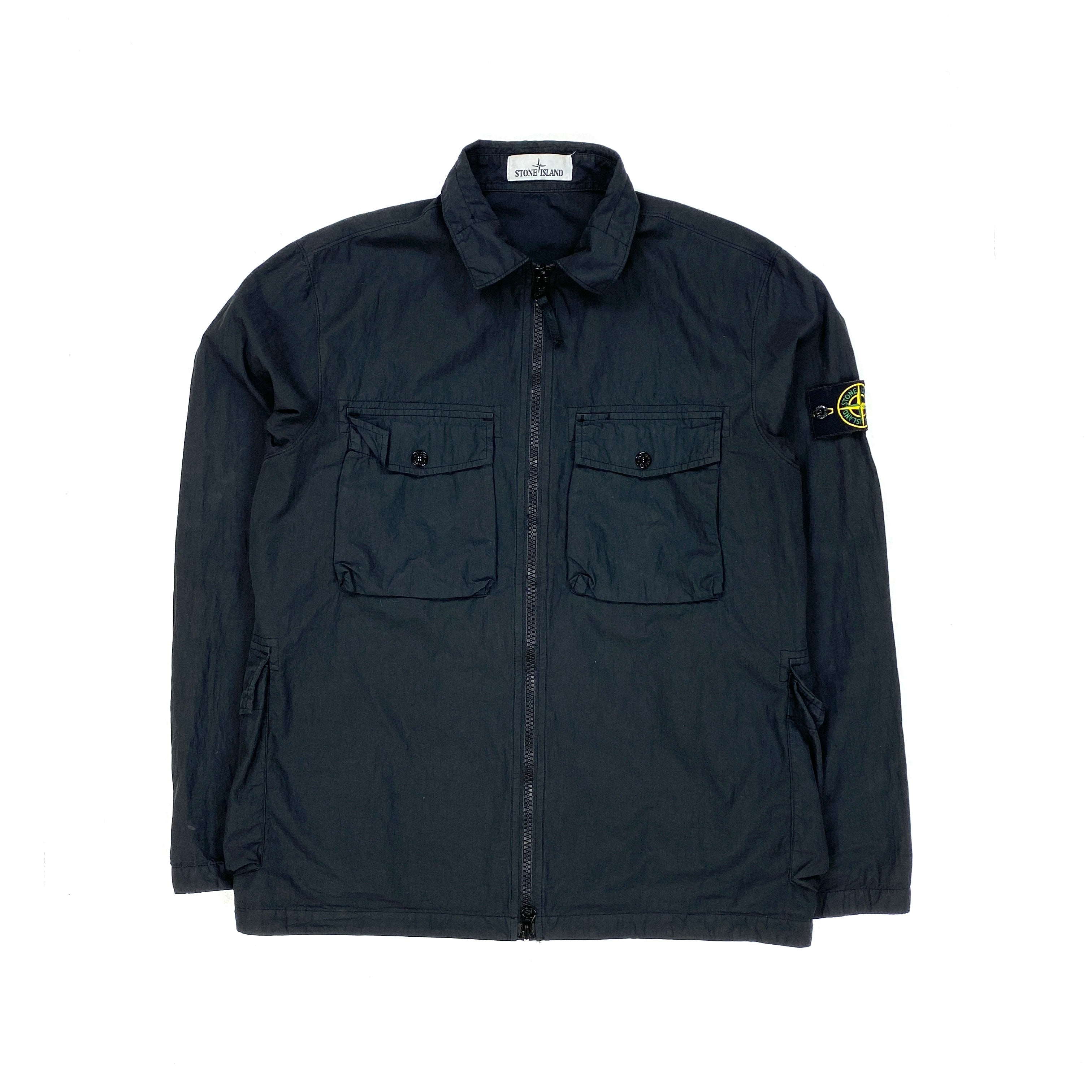 Stone Island Black Cotton Zipped Overshirt