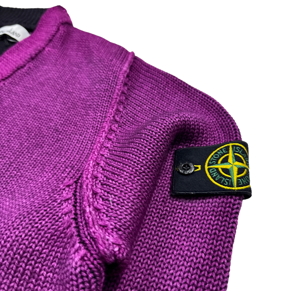 Stone Island 2018 Purple Thick Knit Jumper Mat s Island