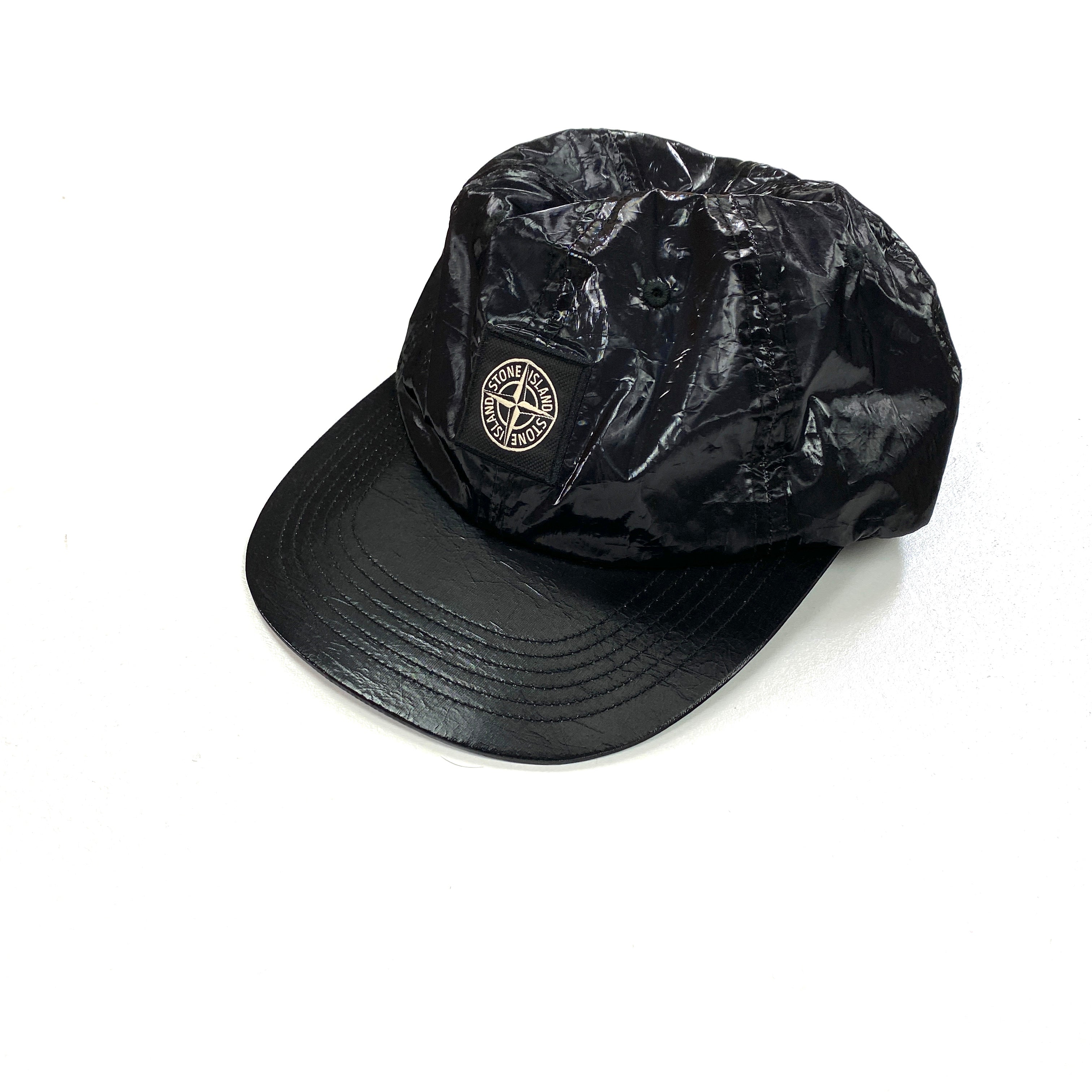 Stone Island x Supreme Liquid Silk Black 5 Panel Cap