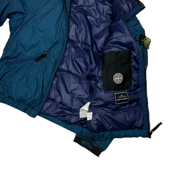 Stone Island 2009 Blue Down Filled Mesh Badge Puffer Jacket