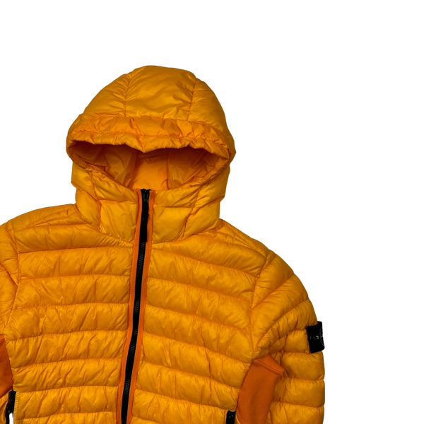 Stone Island 2017 Orange Micro Yarn Hooded Puffer Jacket - Large